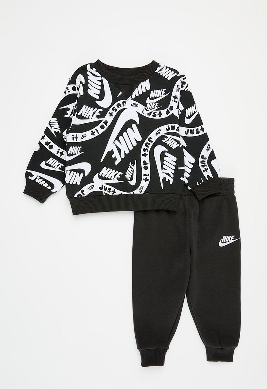Nike - Nike all-over print futura crewneck and joggers set - black