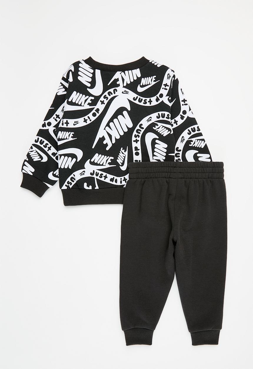 Nike - Nike all-over print futura crewneck and joggers set - black