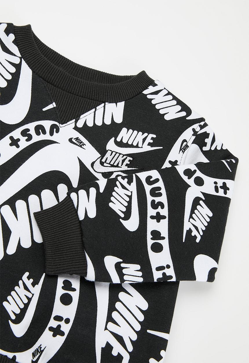 Nike - Nike all-over print futura crewneck and joggers set - black