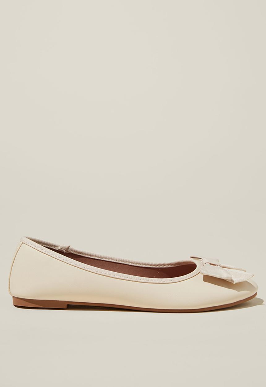 Cotton On - Emma bow ballerina - ivory/grosgrain