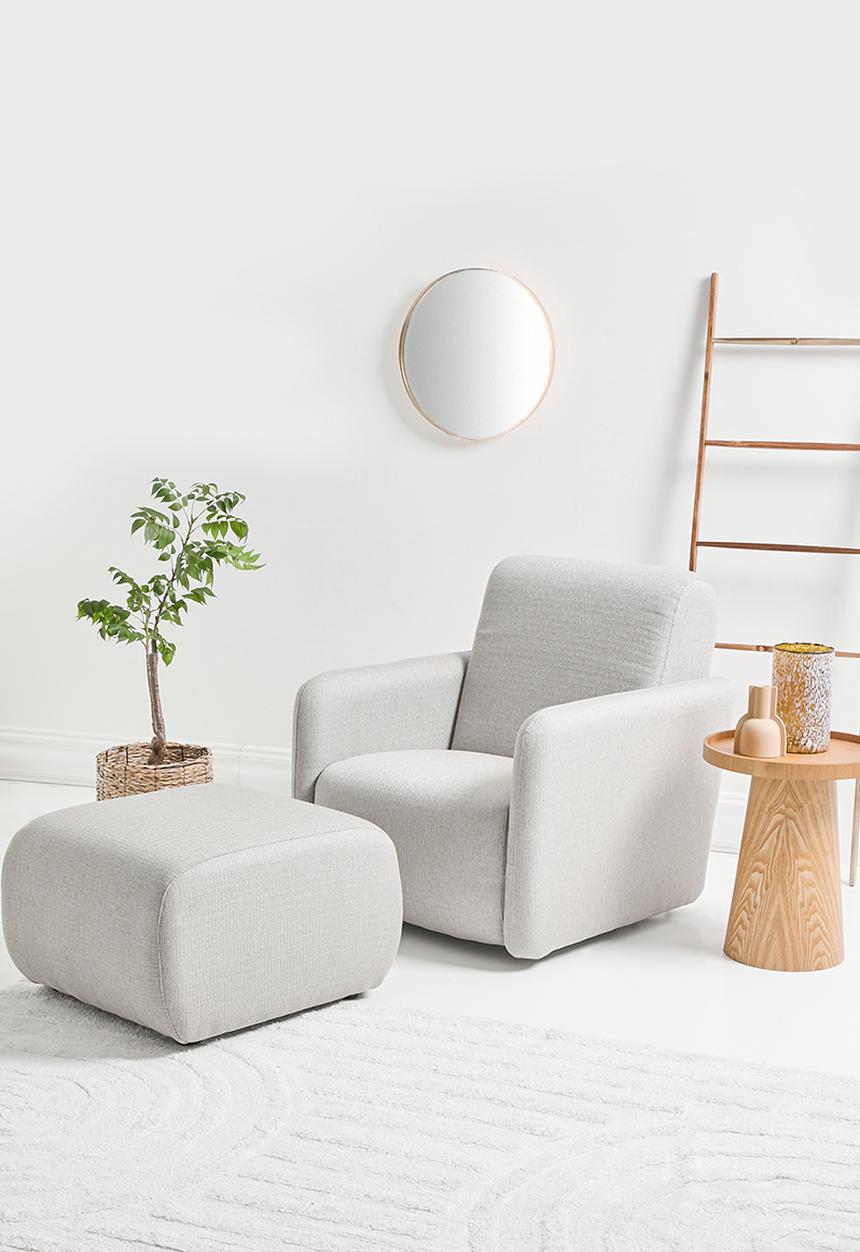 Sixth Floor - Quinn swivel & Footstool - Grey
