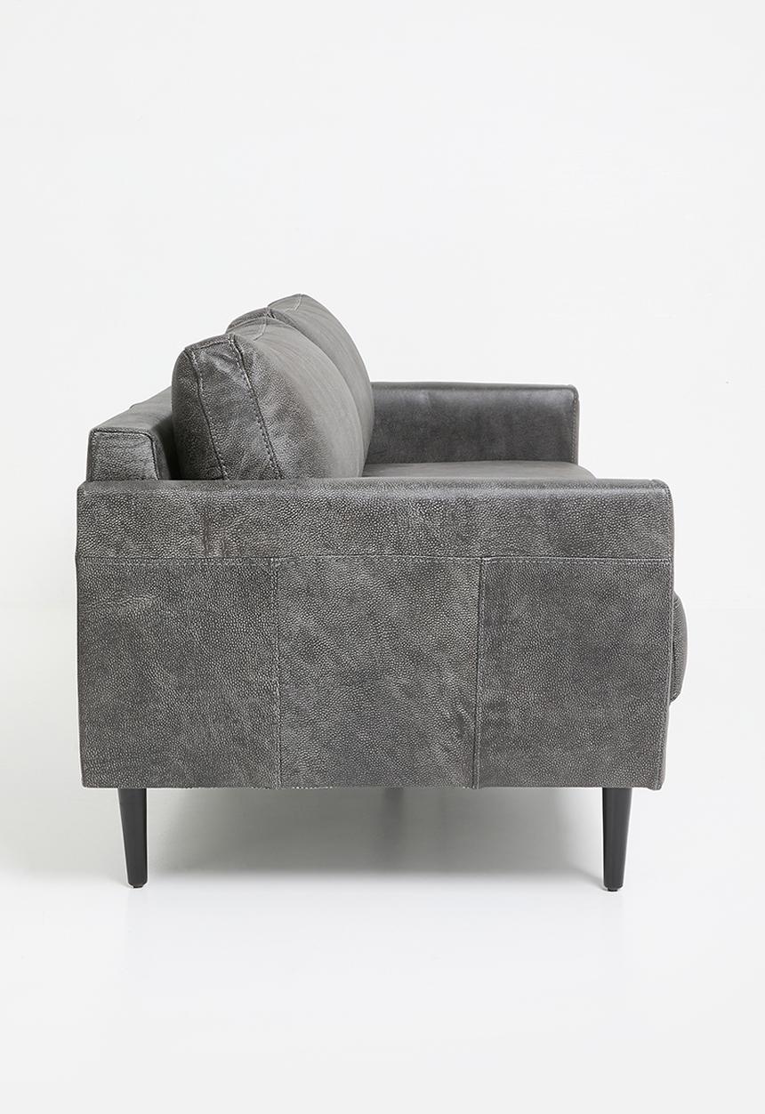 Sixth Floor - Hadley Genuine leather 3 seater - Andes Charcoal
