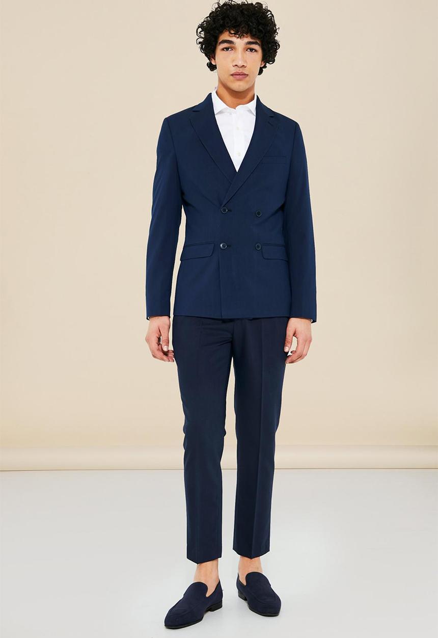 boohooMAN - Super skinny double breasted suit jacket - navy