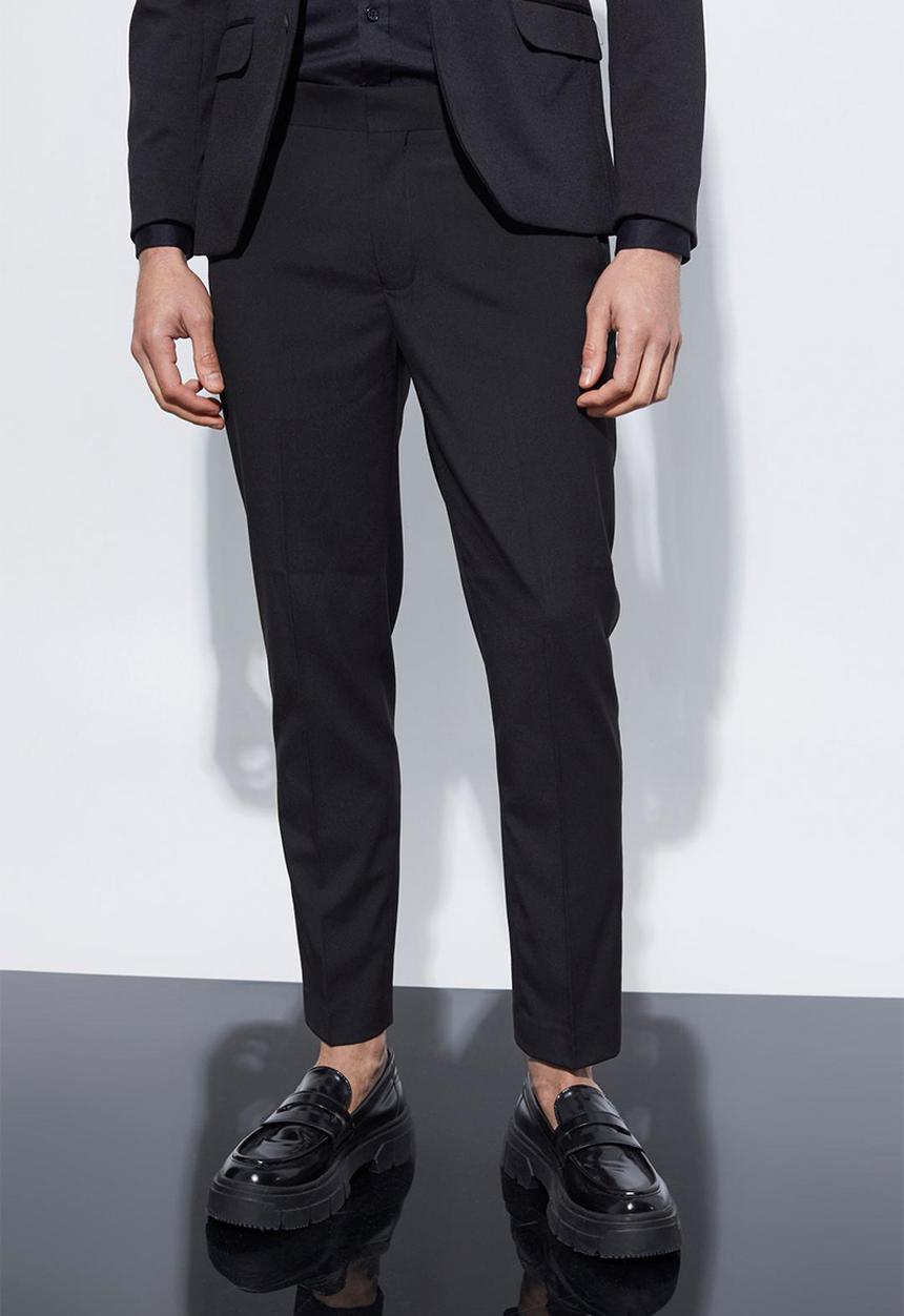 boohooMAN - Skinny cropped suit trousers - black
