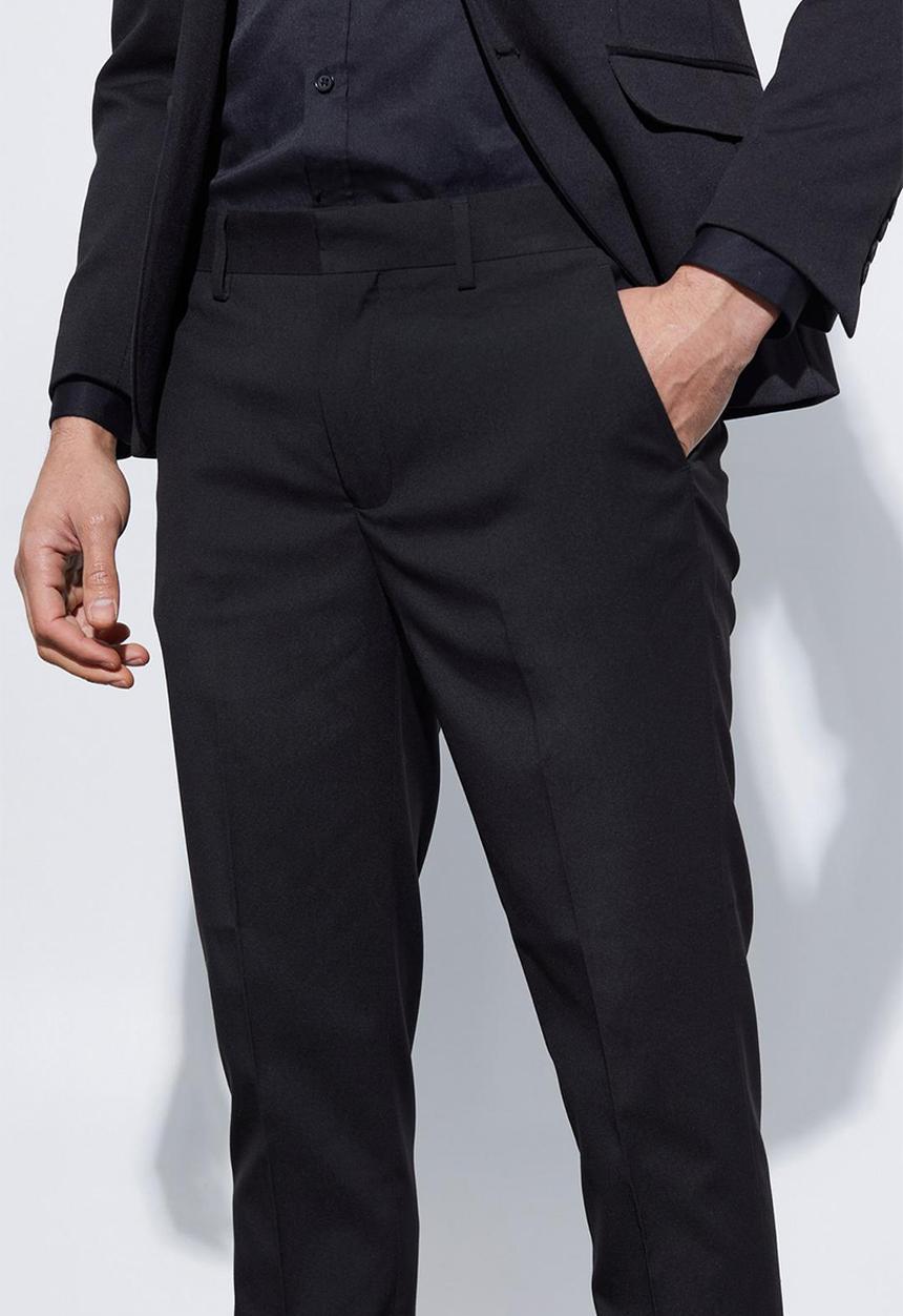 boohooMAN - Skinny cropped suit trousers - black