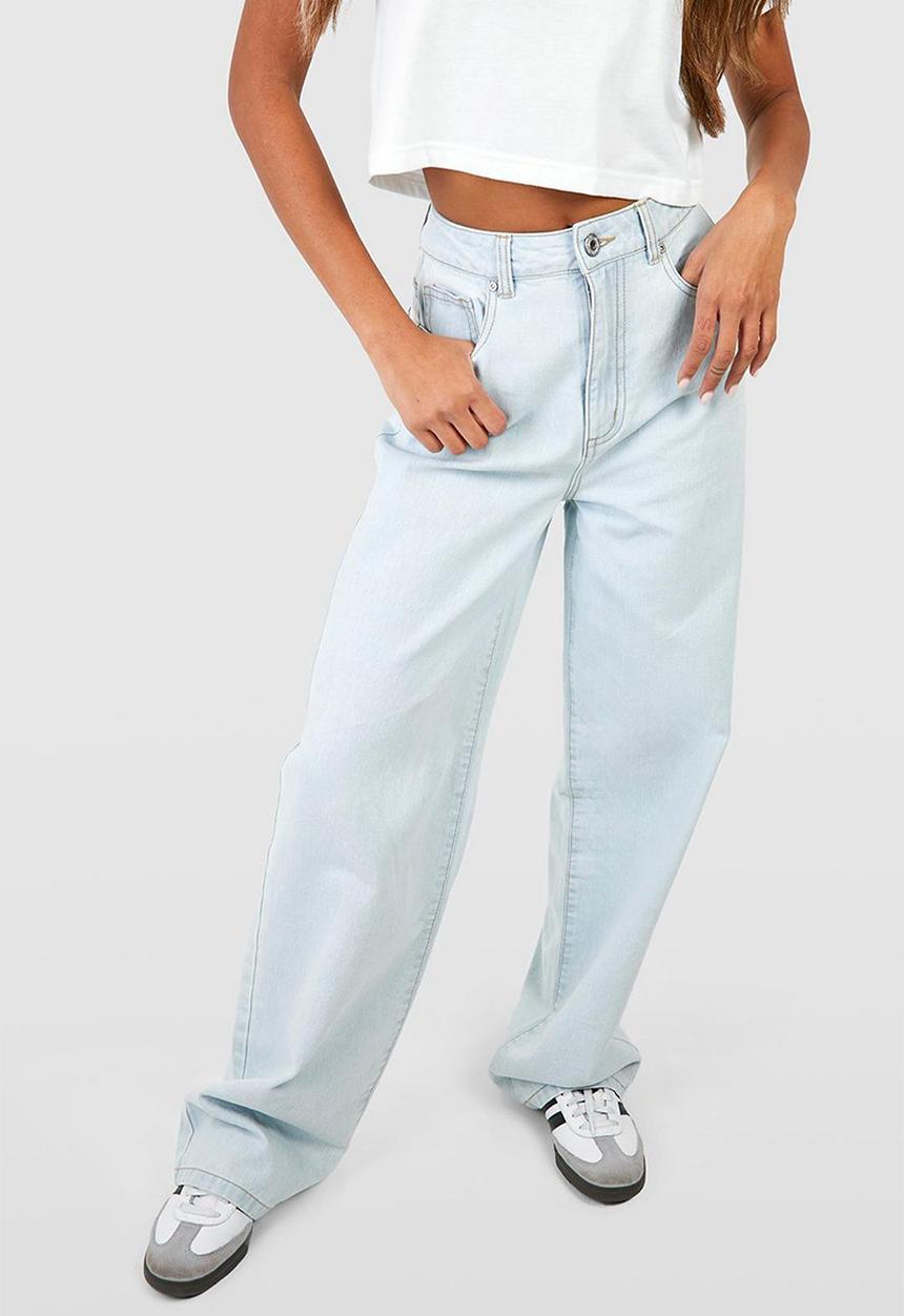 boohoo - Basics high waisted super wide leg jeans - bleach wash