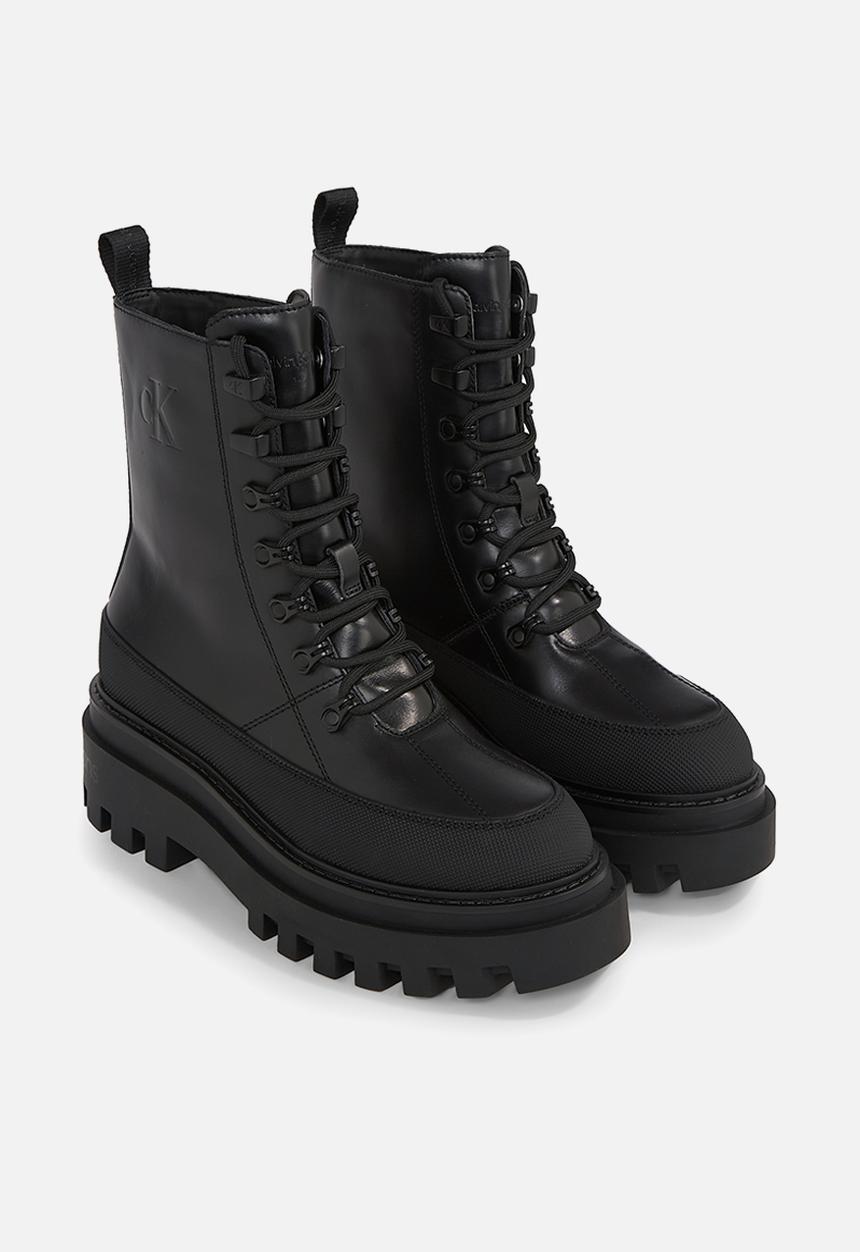 Calvin Klein - Flatform lace up boot lth - triple black