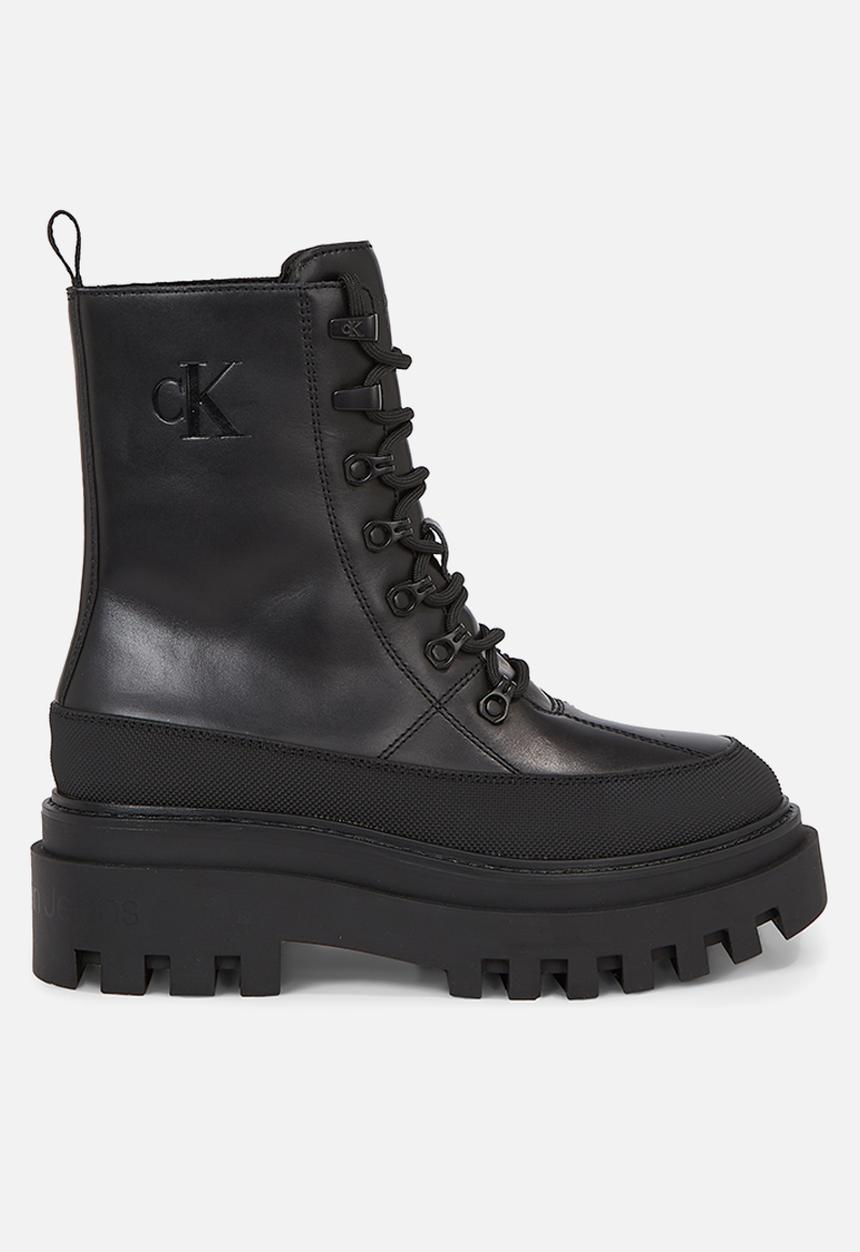 Calvin Klein - Flatform lace up boot lth - triple black