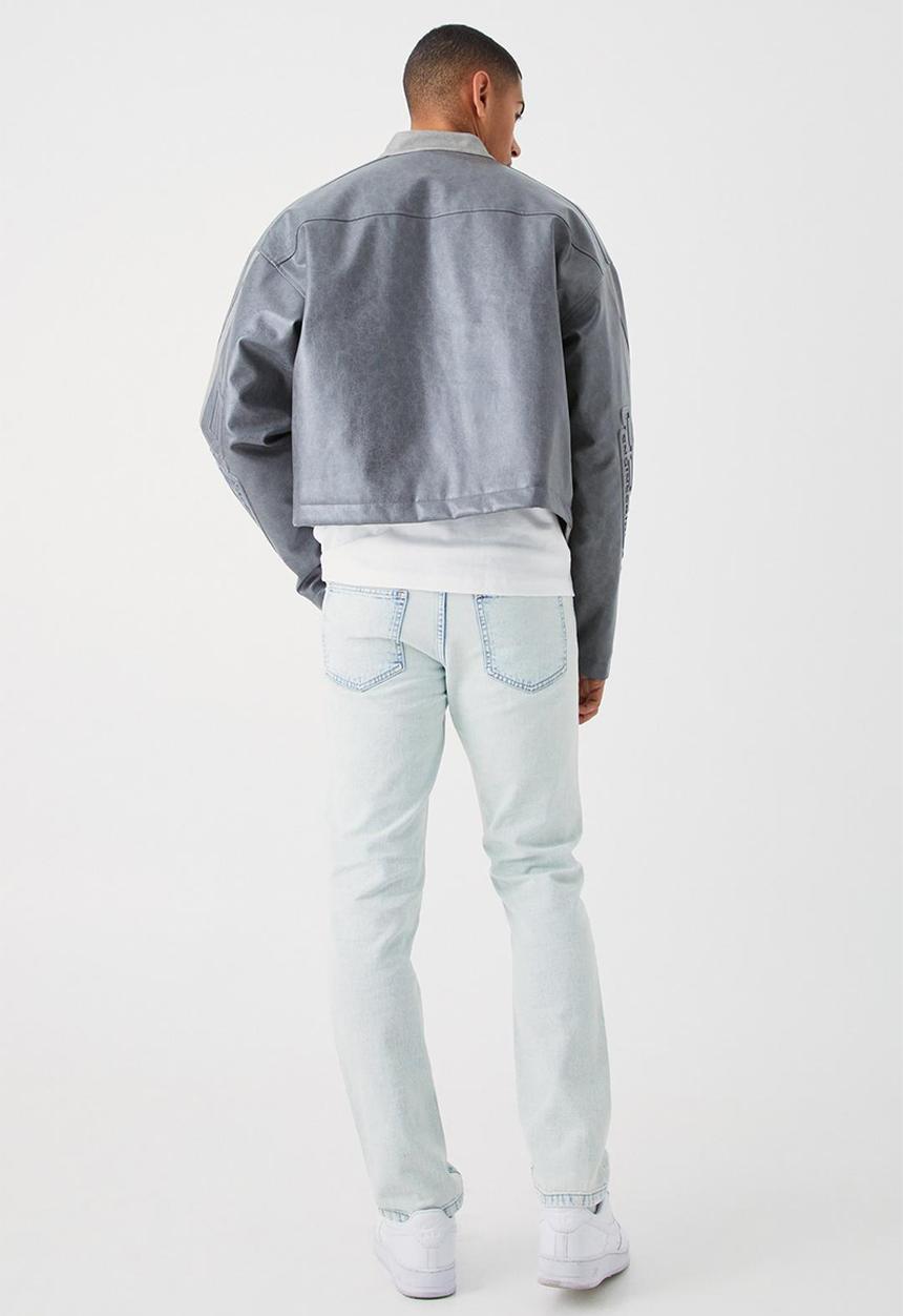 boohooMAN - Straight rigid jean - ice blue