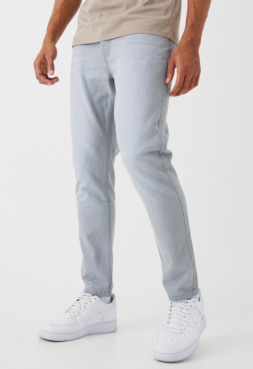 boohooMAN - Tapered rigid jean - ice grey