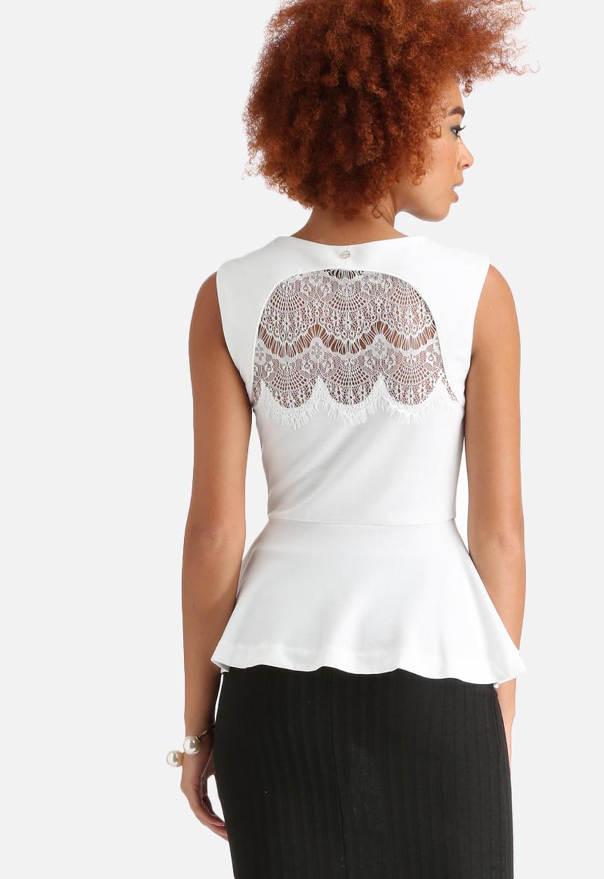 GUESS - Lace Back Peplum Top