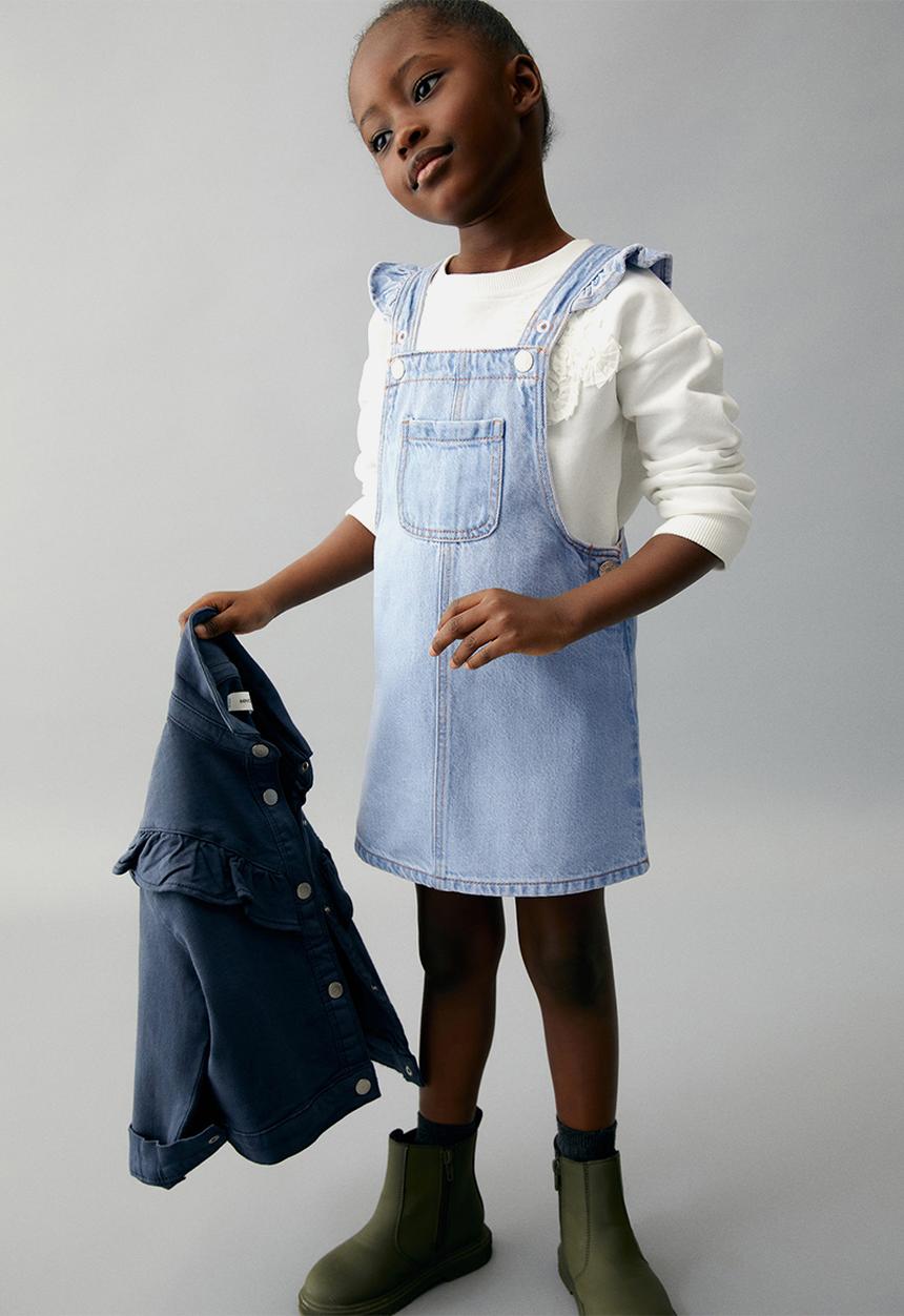 MANGO - Dungaree dress ruffi - light denim
