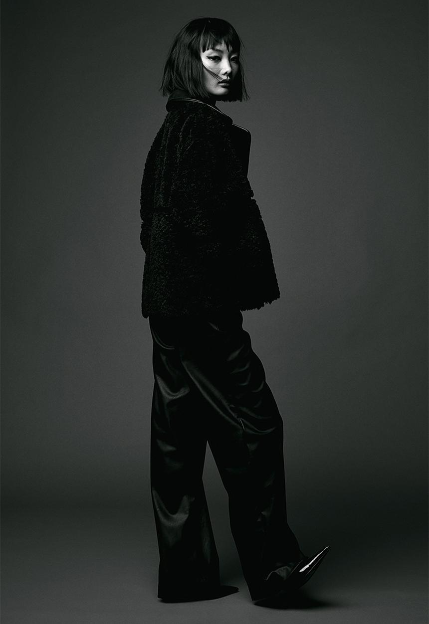 H&M - Wide coated trousers - black