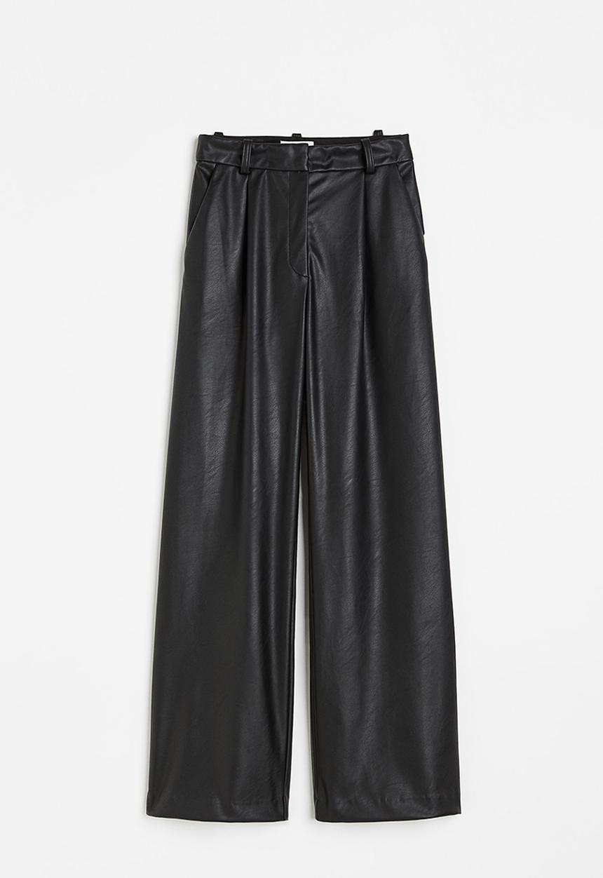 H&M - Wide coated trousers - black