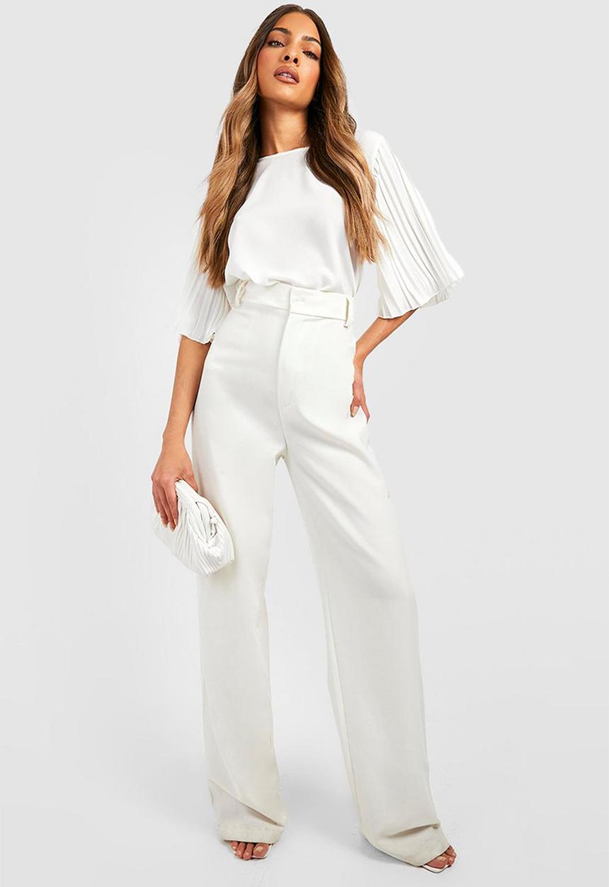 boohoo - Pleat sleeve woven blouse - ivory
