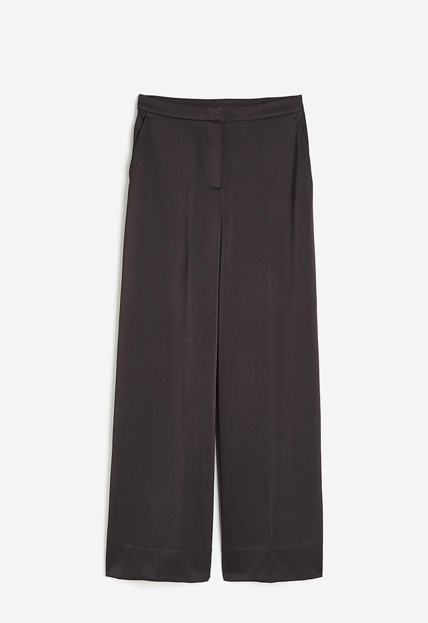 H&M - Wide satin trousers - dark grey
