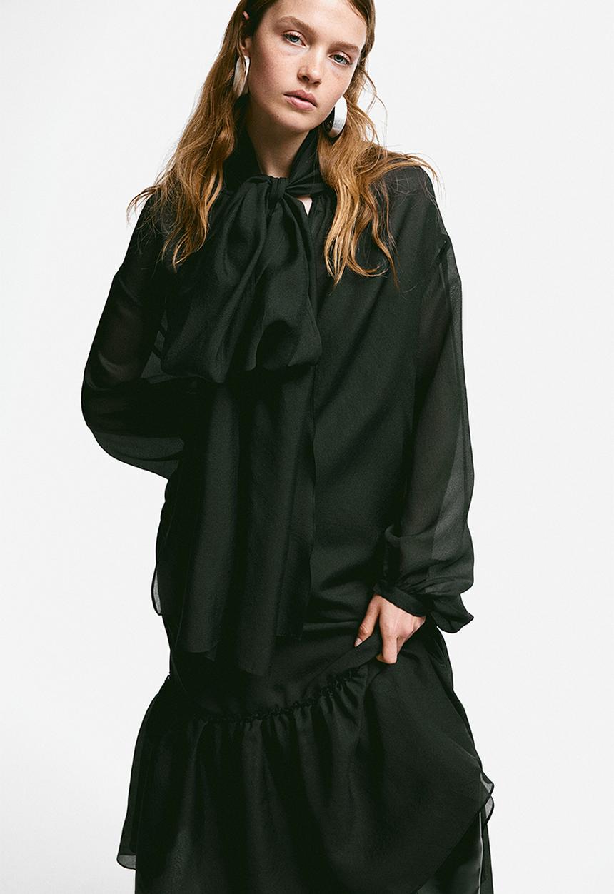 H&M - Bow-collared dress - black
