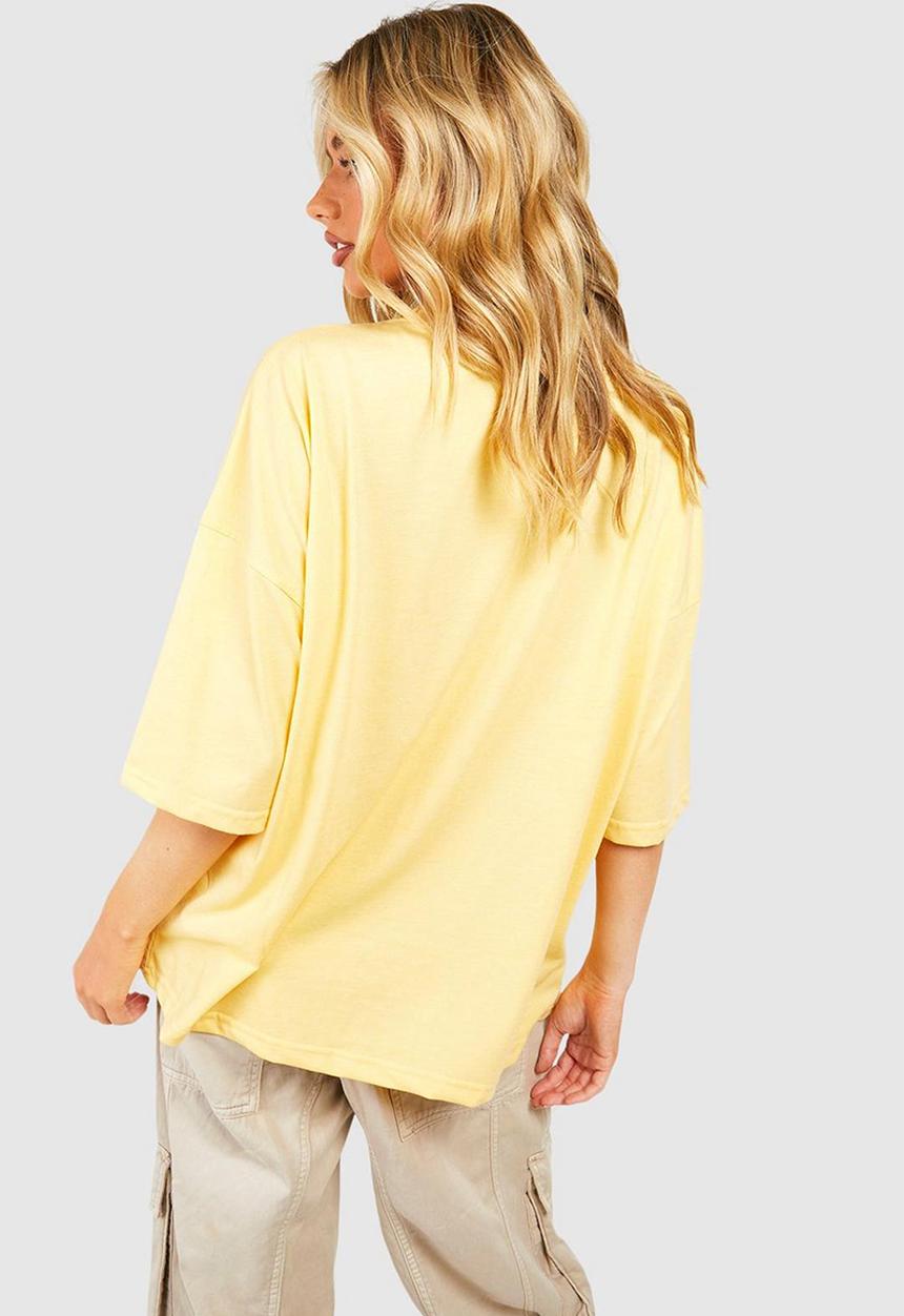 boohoo - Los angeles slogan T-shirt - lemon