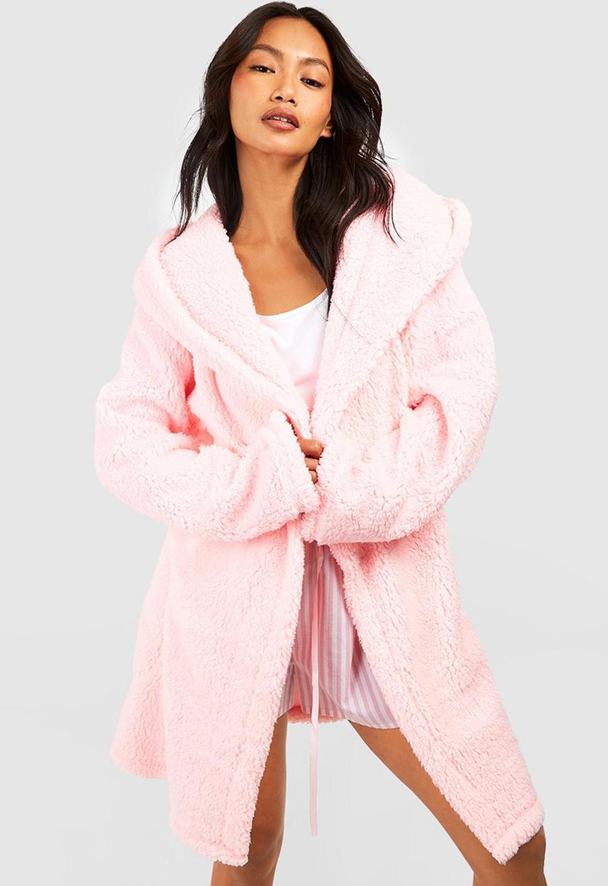 boohoo - Pom pom fleece robe - pink