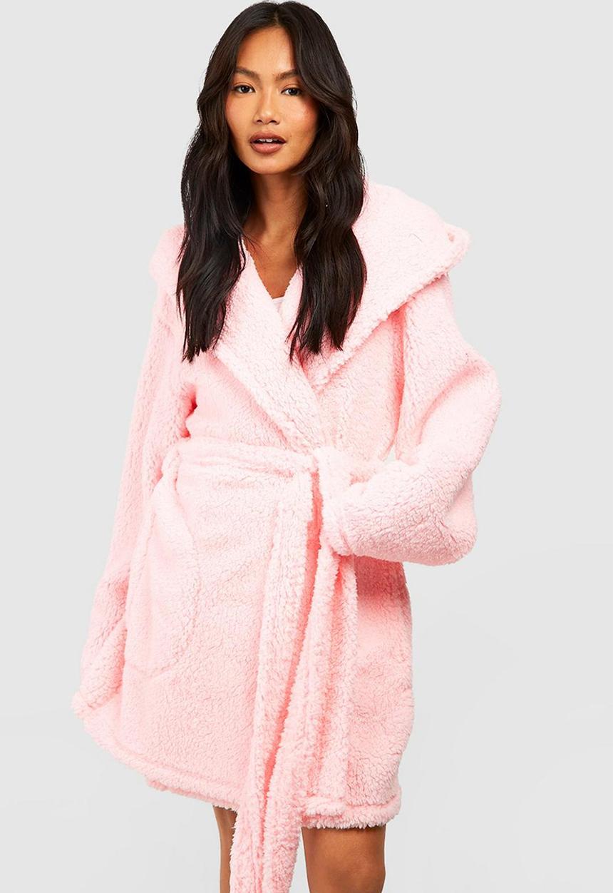 boohoo - Pom pom fleece robe - pink