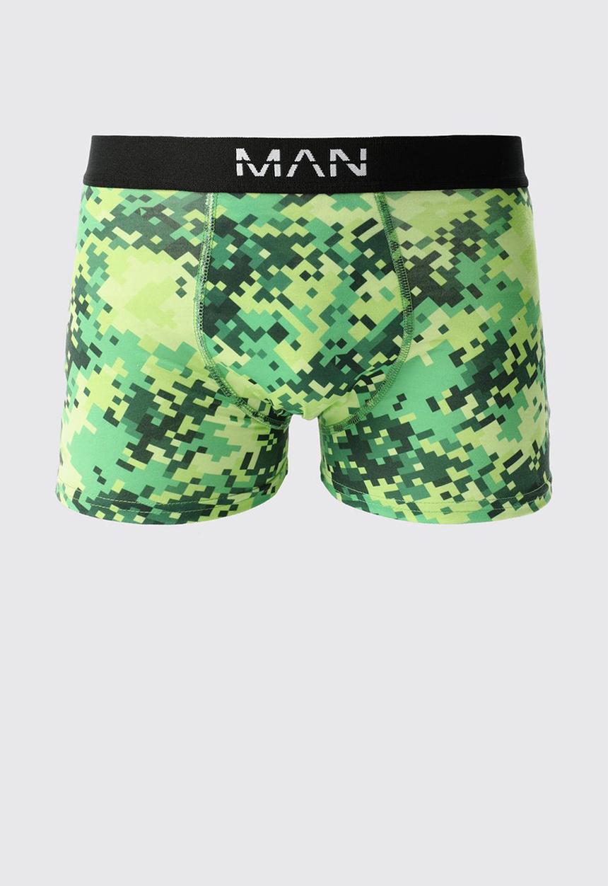 boohooMAN - 3 pack pixel camo print boxers - green