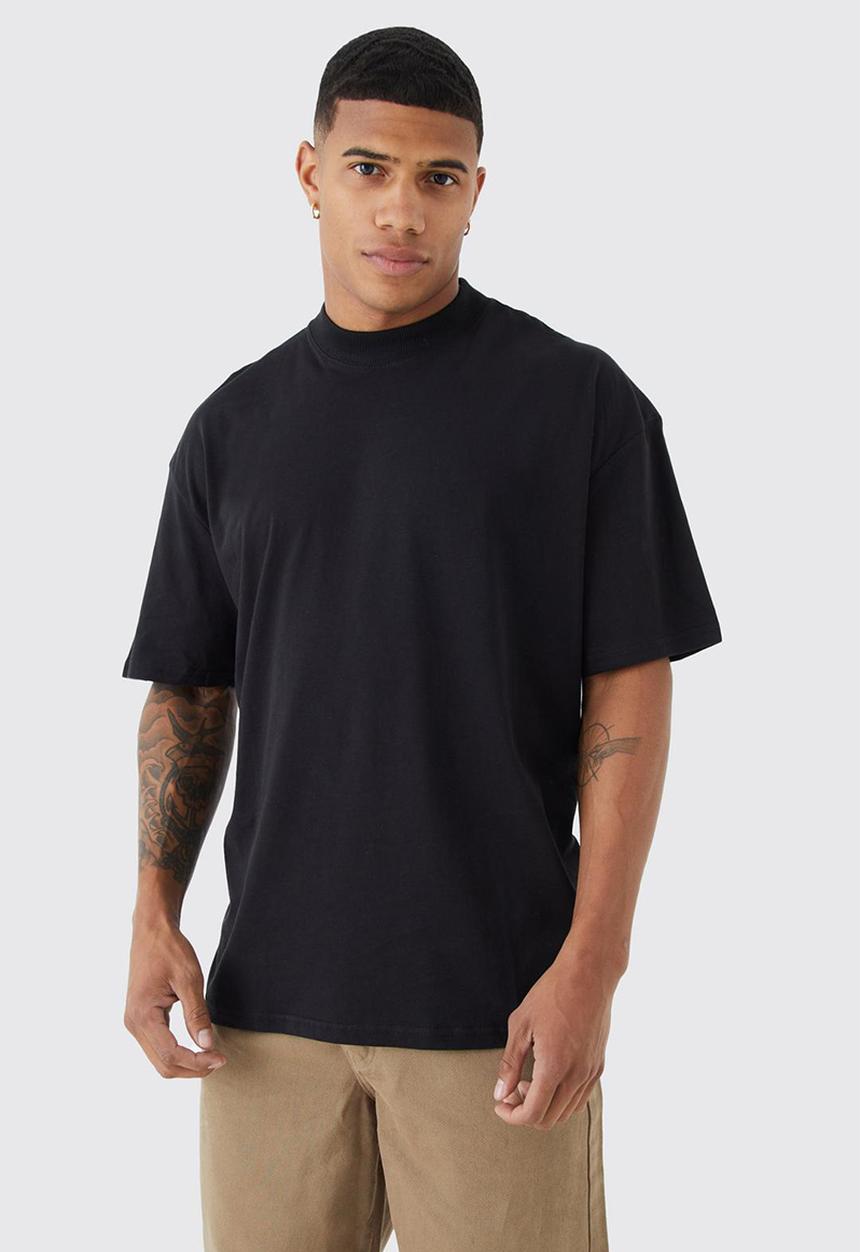 boohooMAN - Oversized extended neck evil teddy t-shirt - black