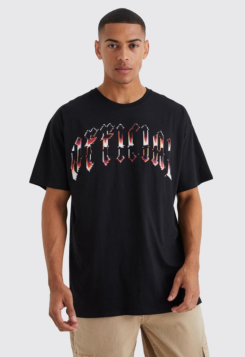 boohooMAN - Oversized official ombre graphic t-shirt - black