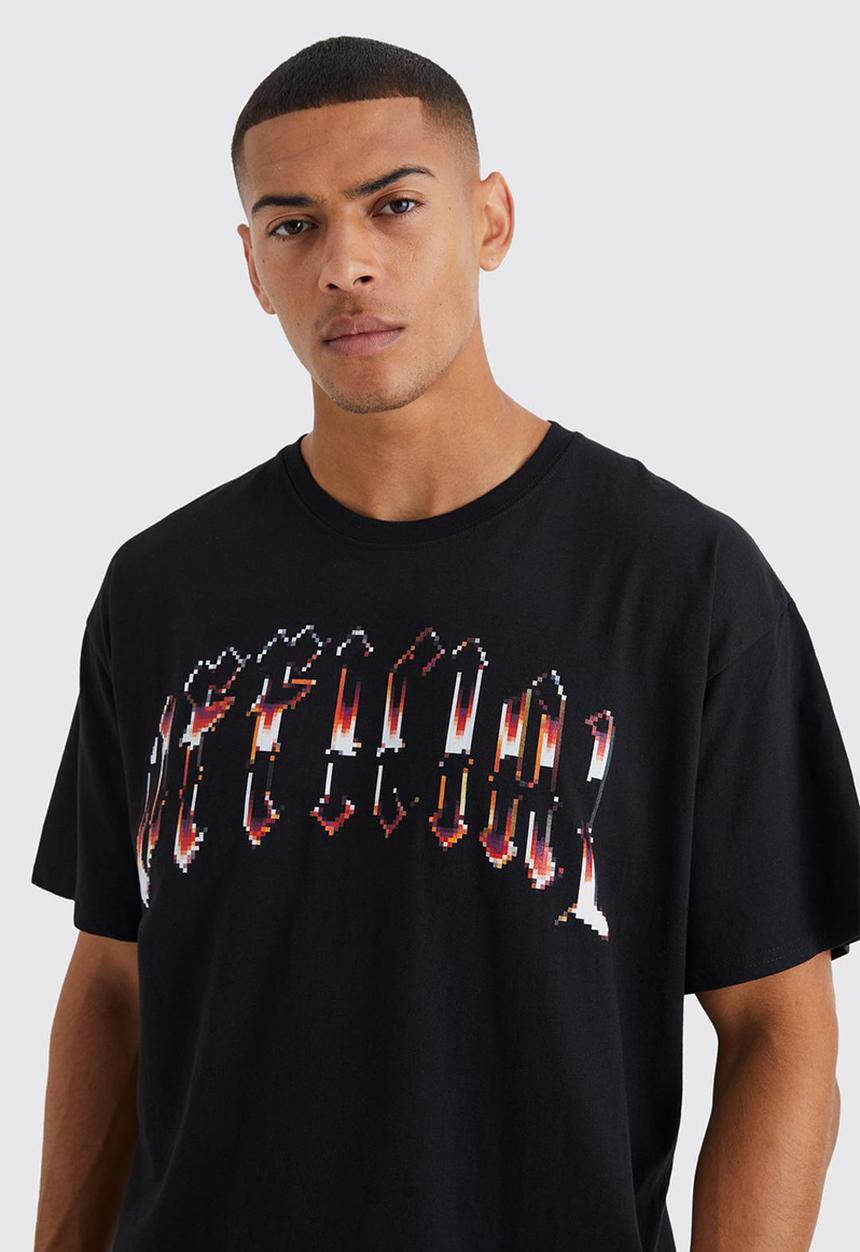 boohooMAN - Oversized official ombre graphic t-shirt - black