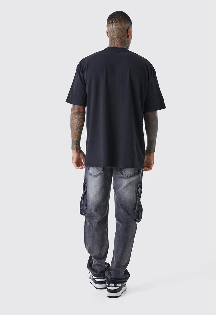 boohooMAN - Oversized homme graphic t-shirt - black