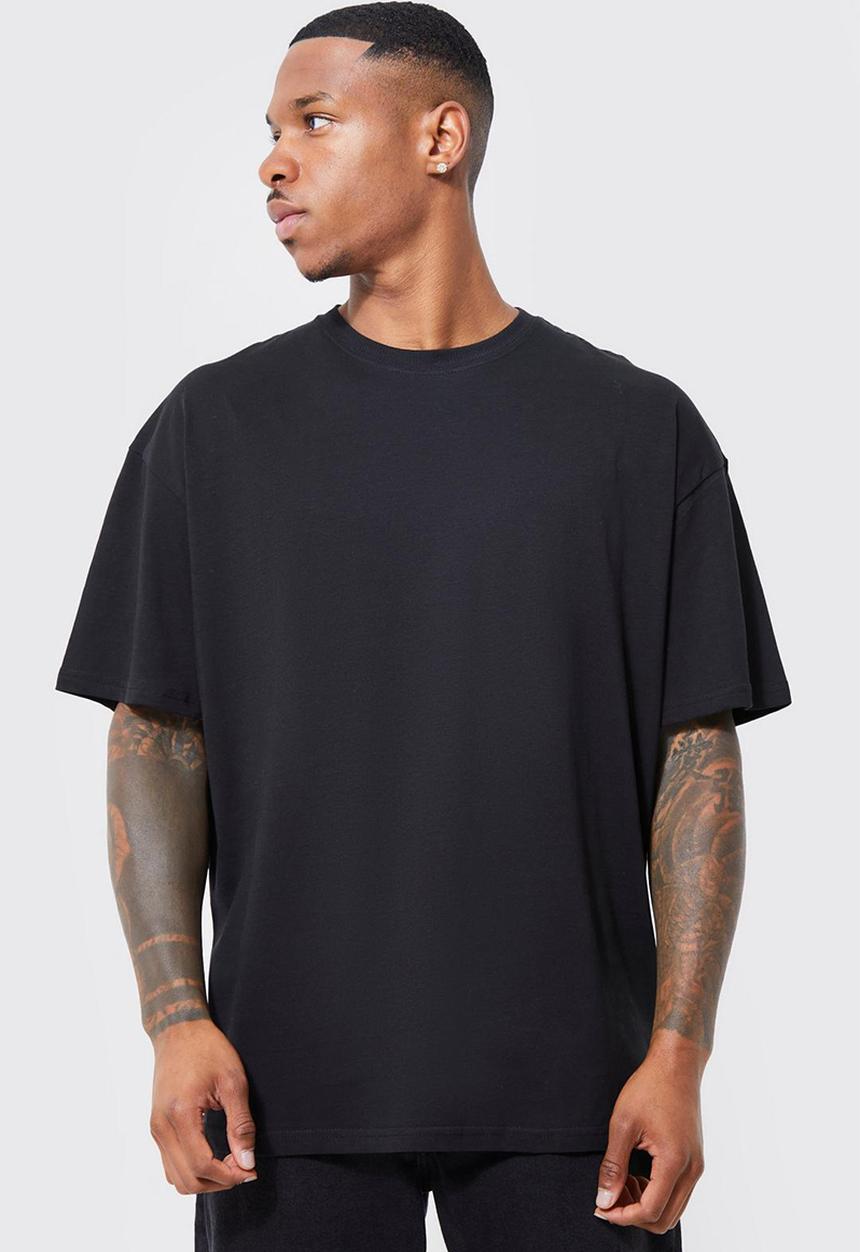 boohooMAN - Oversized pour homme back graphic t-shirt - black