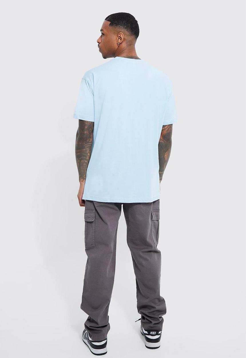 boohooMAN - Loose homme graphic t-shirt - light blue