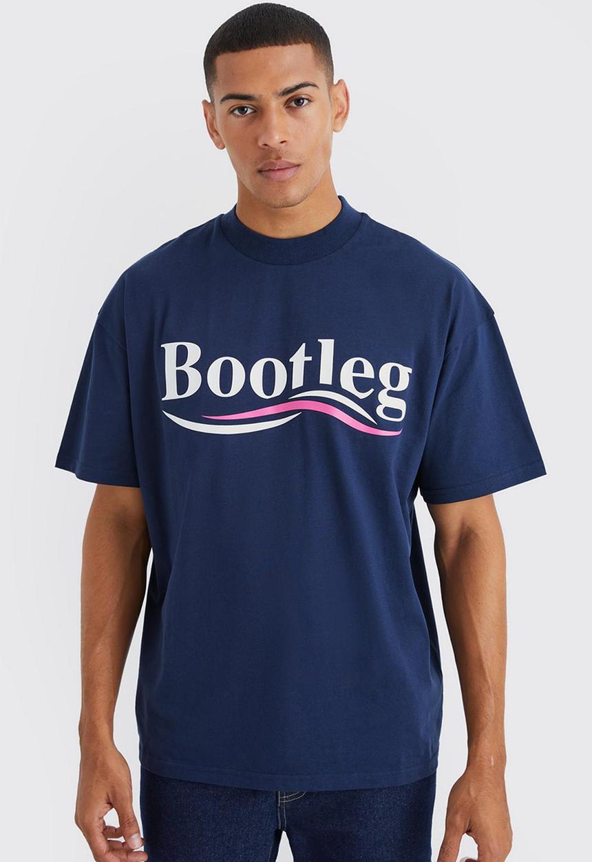 boohooMAN - Oversized bootleg heavyweight t-shirt - navy