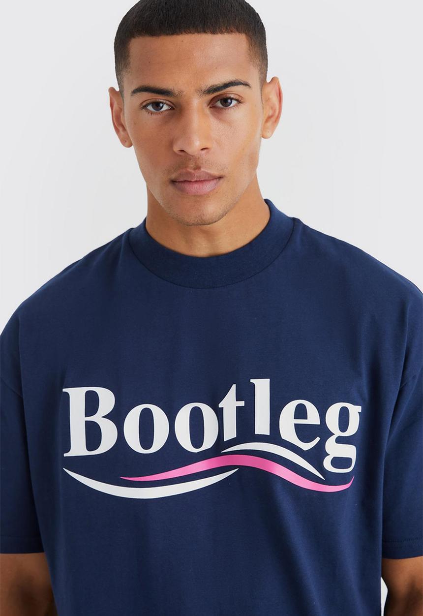 boohooMAN - Oversized bootleg heavyweight t-shirt - navy
