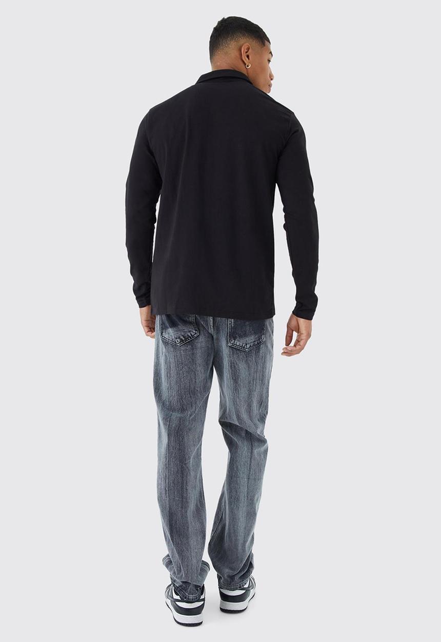 boohooMAN - Long sleeve jersey shirt - black