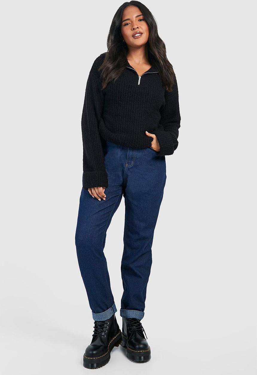 boohoo - Plus high waist mom jeans - indigo