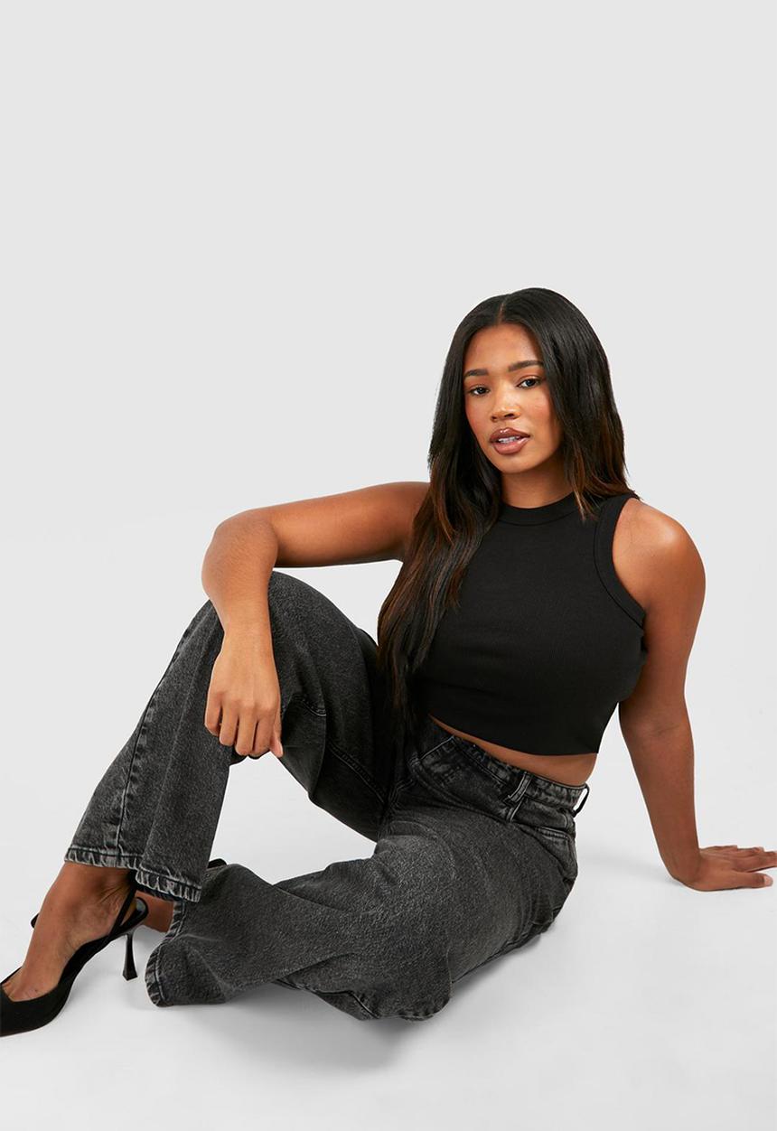 boohoo - Plus basic straight leg jeans - grey