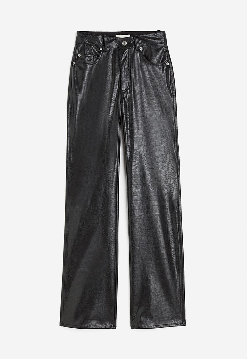 Coated trousers - black crocodile patterned - 1179279003