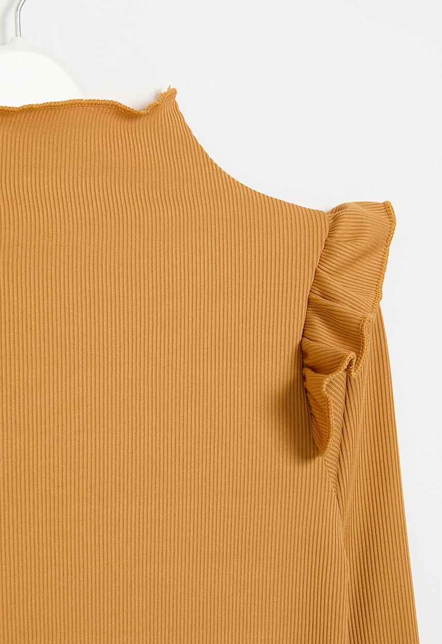Pop Candy - Frilled neck top - rust