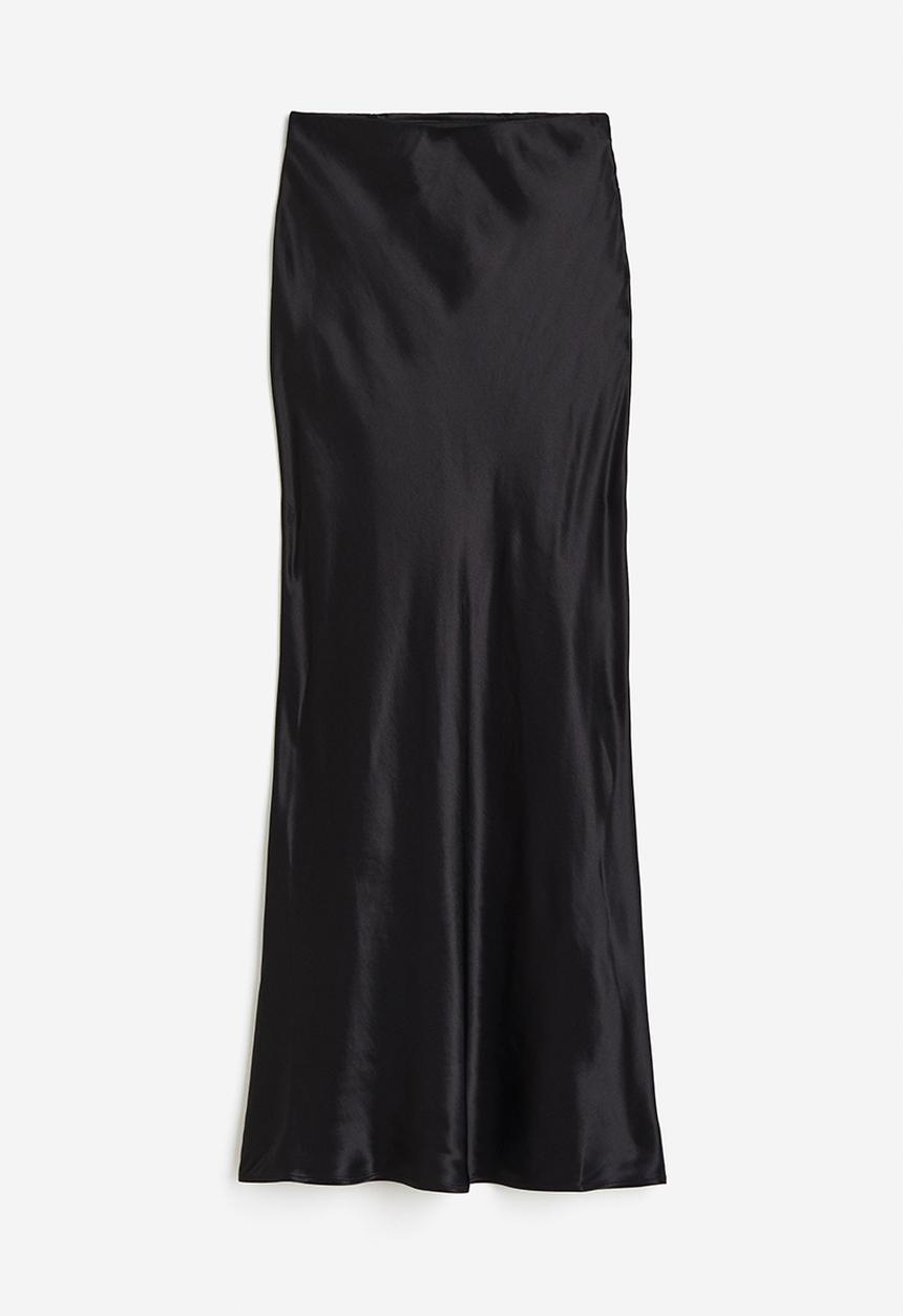 H&M - Satin maxi skirt - black