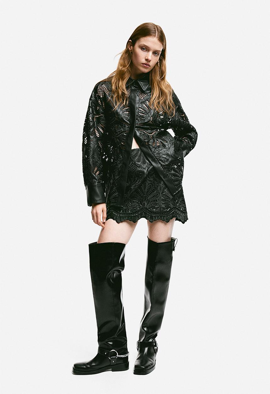H&M - Broderie anglaise mini skirt - black