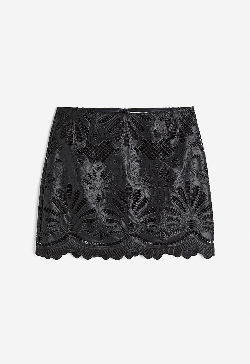 H&M - Broderie anglaise mini skirt - black