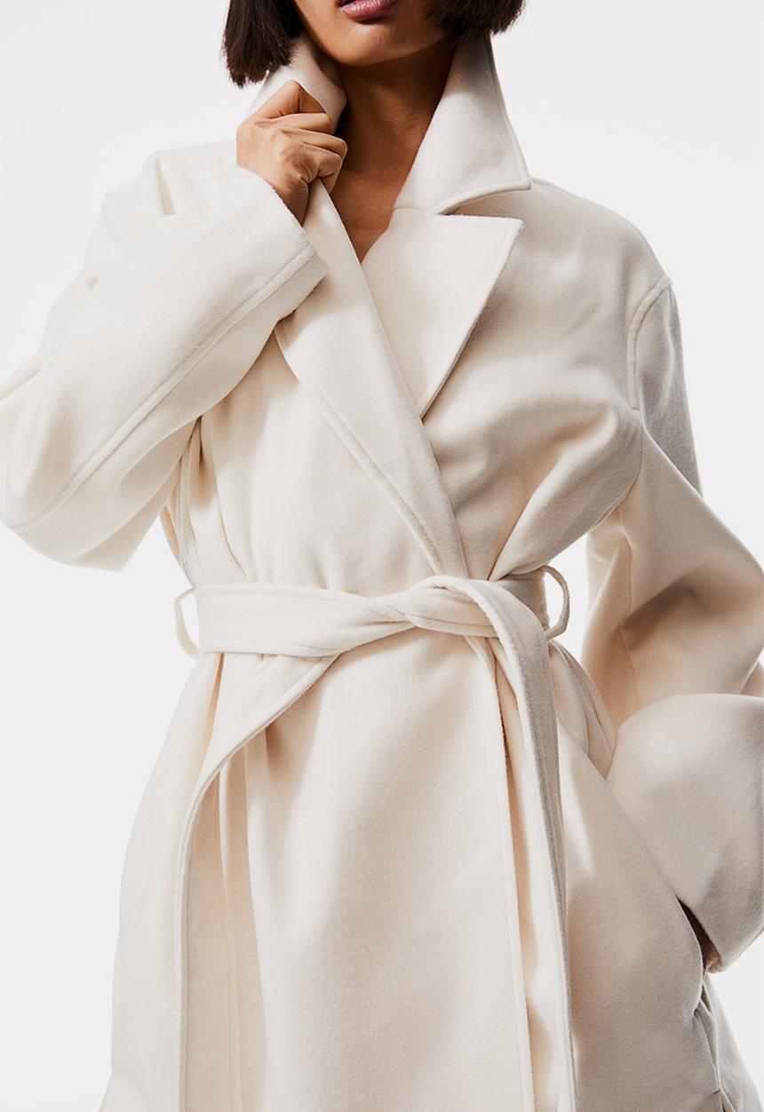 H&M - Tie-belt coat - white