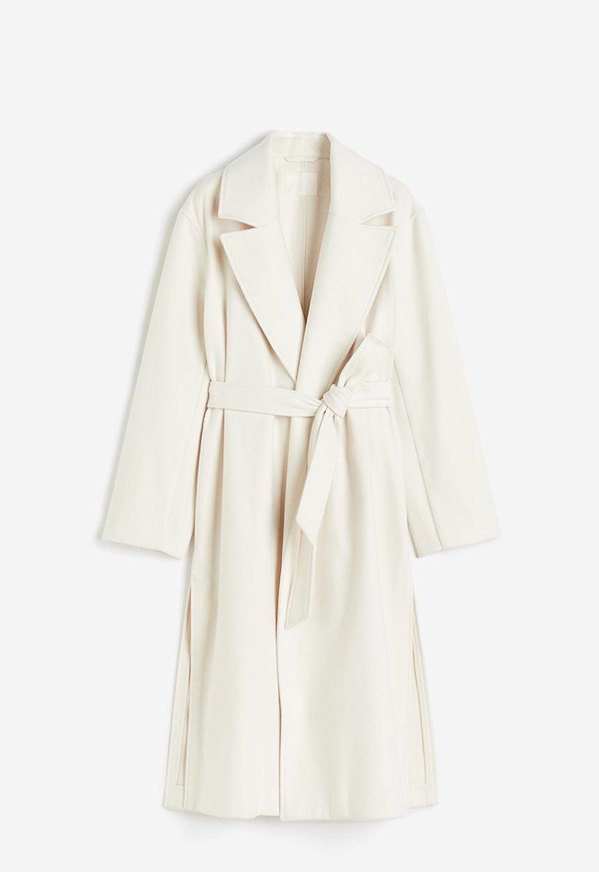 H&M - Tie-belt coat - white