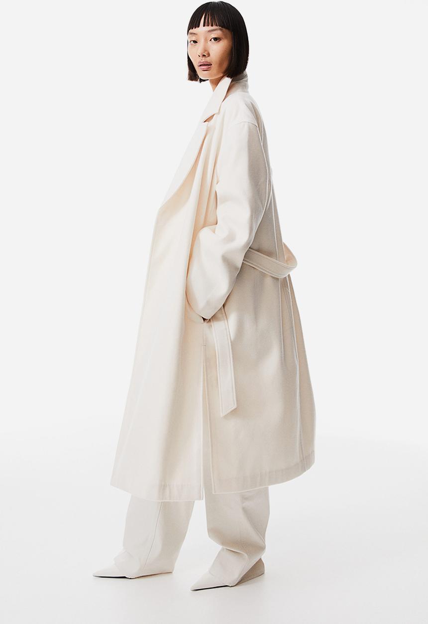 H&M - Tie-belt coat - white