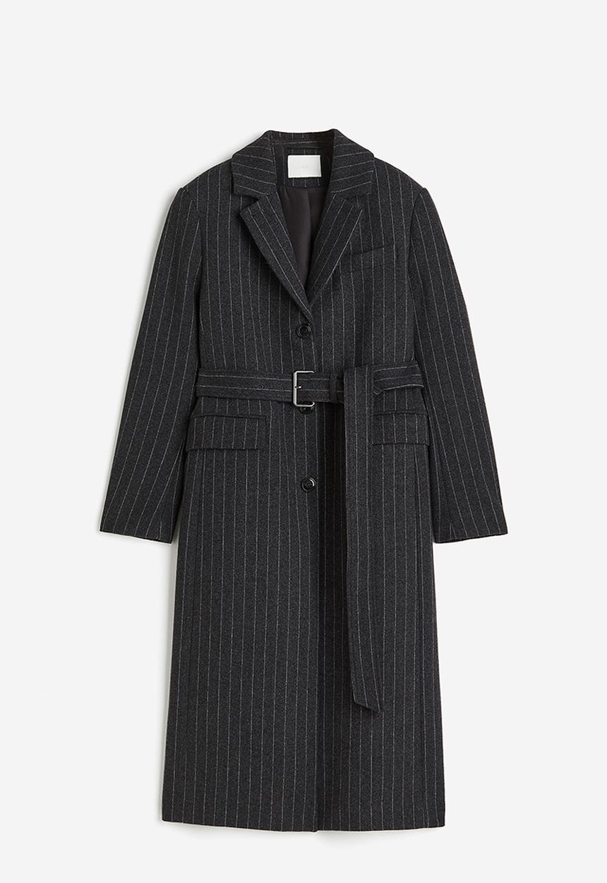 H&M - Wool-blend coat - dark grey pinstriped