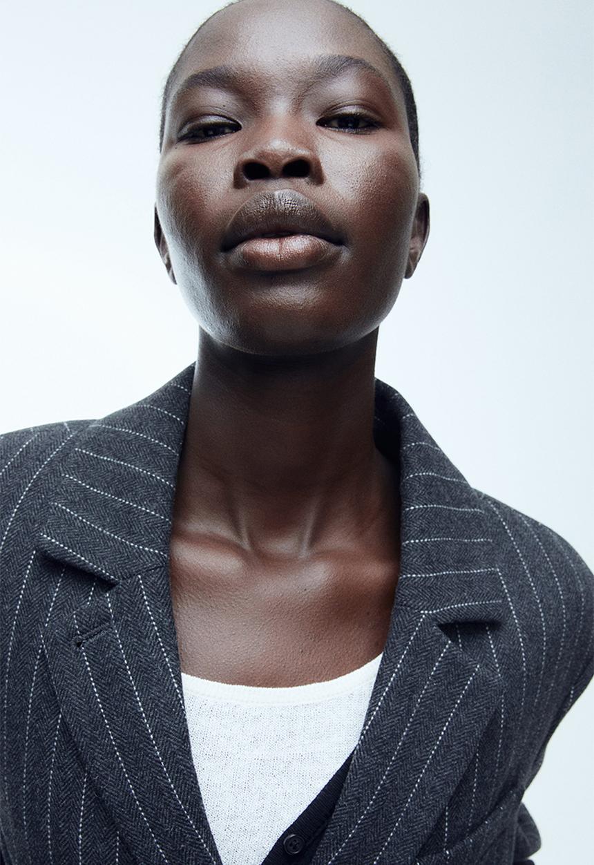 H&M - Wool-blend coat - dark grey pinstriped