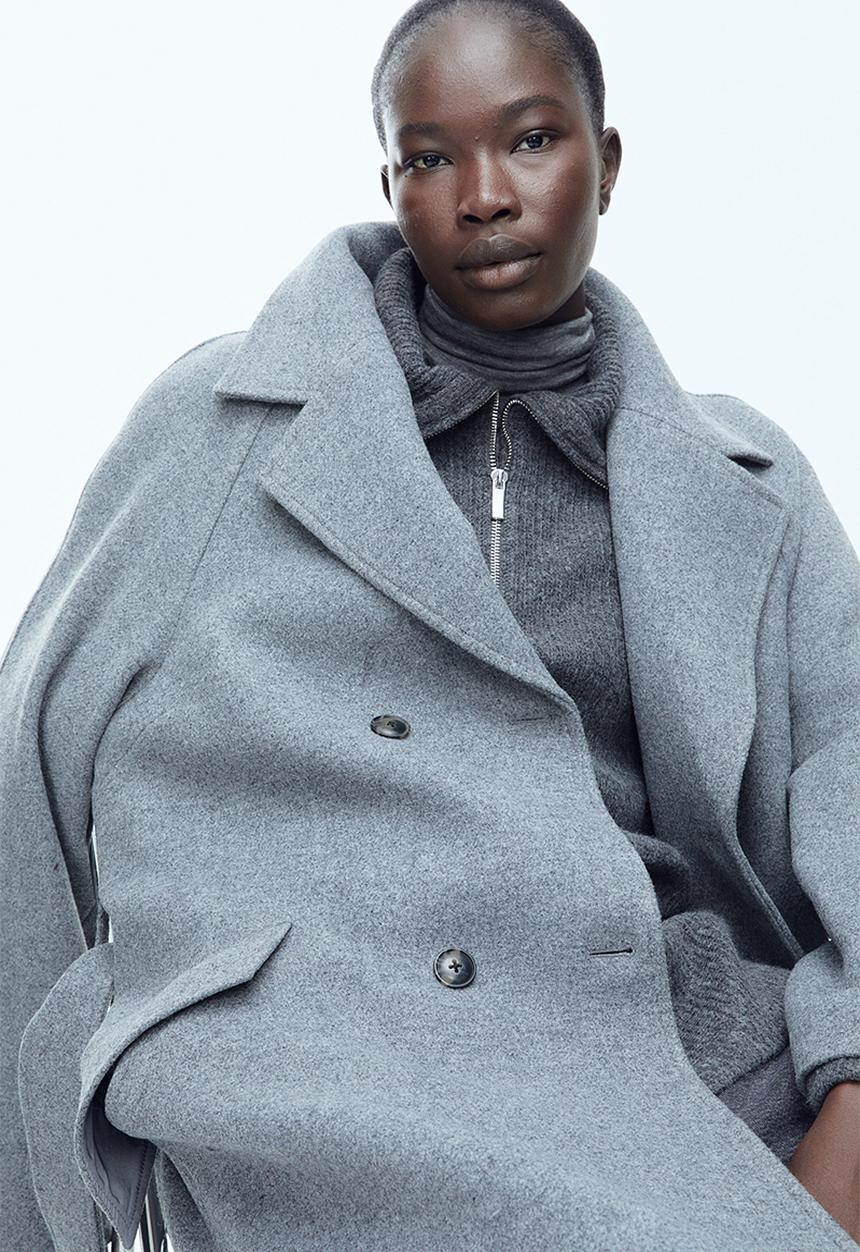 H&M - Tie-belt coat - grey