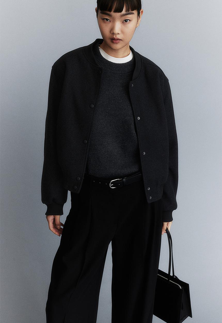 H&M - Felted bomber jacket - dark grey