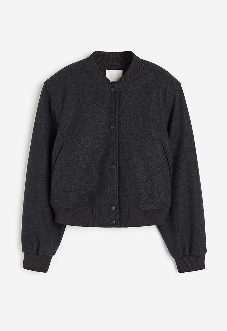 H&M - Felted bomber jacket - dark grey