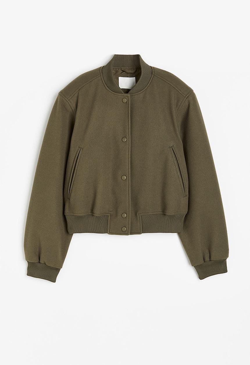 H&M - Felted bomber jacket - dark khaki green
